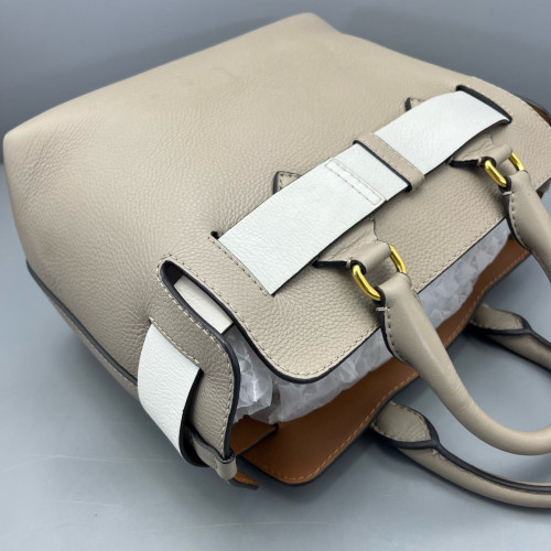 Burberry Small Belt Tote Calfskin Grey White