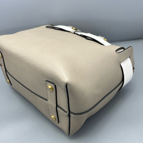 Burberry Small Belt Tote Calfskin Grey White