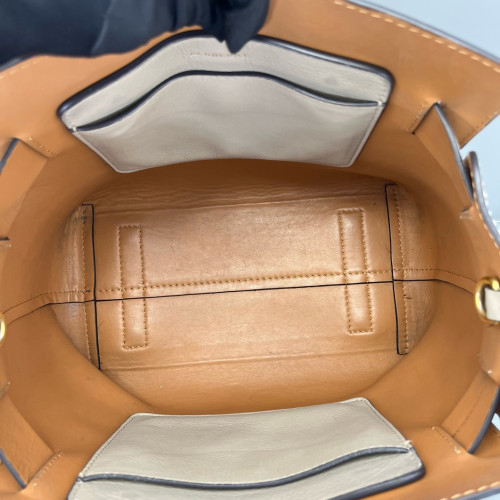 Burberry Small Belt Tote Calfskin Grey White