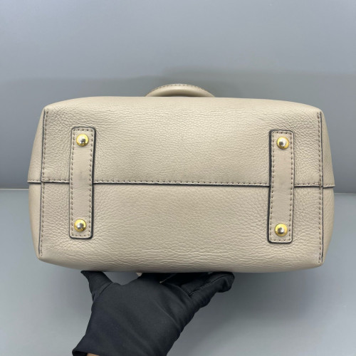 Burberry Small Belt Tote Calfskin Grey White