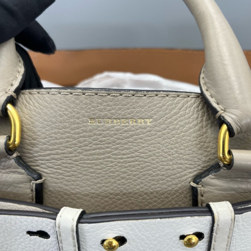 Burberry Small Belt Tote Calfskin Grey White