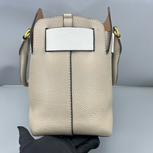 Burberry Small Belt Tote Calfskin Grey White