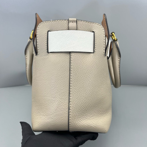 Burberry Small Belt Tote Calfskin Grey White