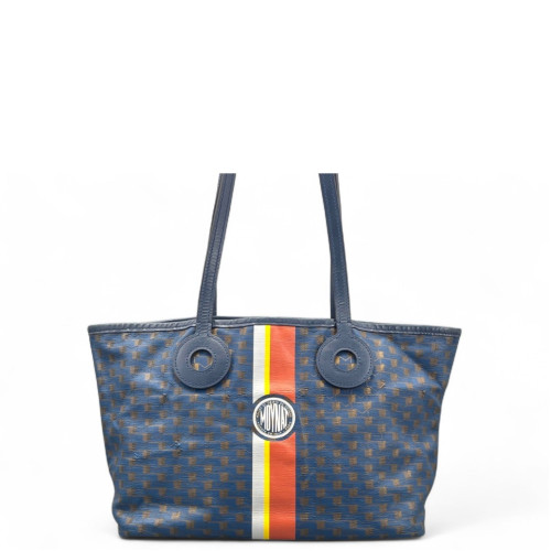Moynat Tote Bag Toile 1920 Monogram Blue Brown Orange