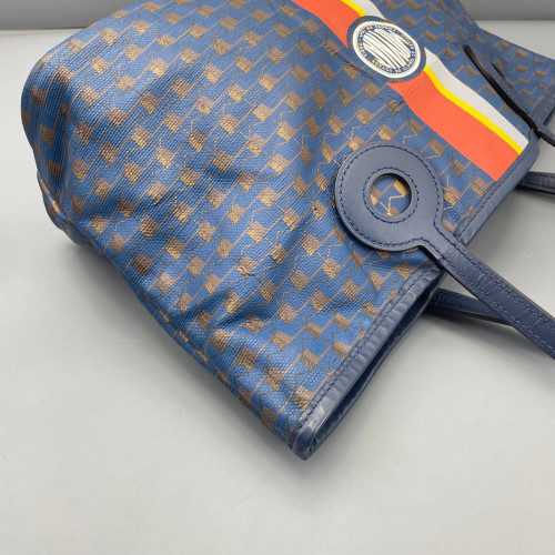 Moynat Tote Bag Toile 1920 Monogram Blue Brown Orange