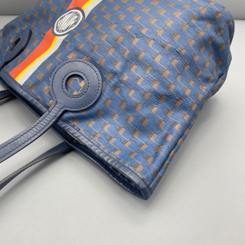 Moynat Tote Bag Toile 1920 Monogram Blue Brown Orange