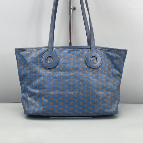 Moynat Tote Bag Toile 1920 Monogram Blue Brown Orange