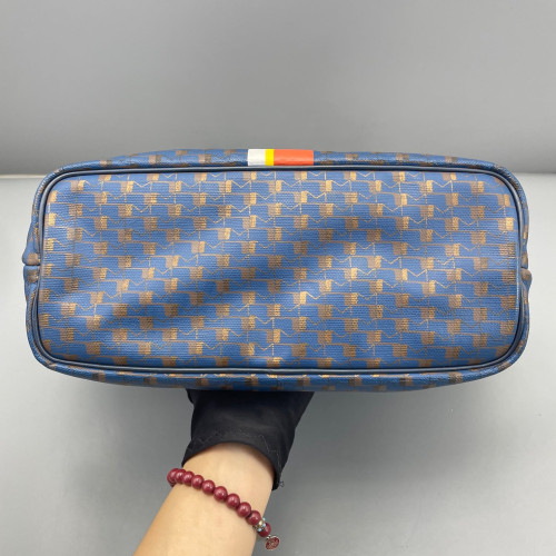 Moynat Tote Bag Toile 1920 Monogram Blue Brown Orange