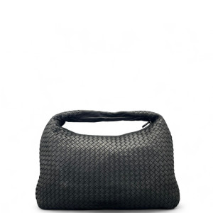 Bottega Veneta Maxi Veneta Hobo Calfskin Intrecciato Black