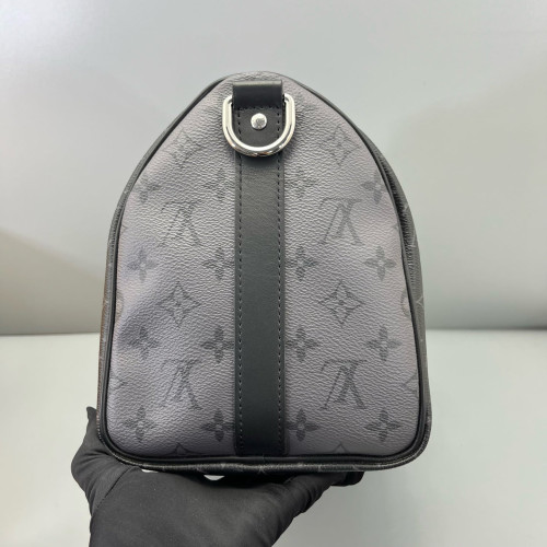 Louis Vuitton Keepall Bandouliere 35 Monogram Eclipse Black Grey Louis Vuitton Keepall Bandouliere 35 Monogram Eclipse Black Grey