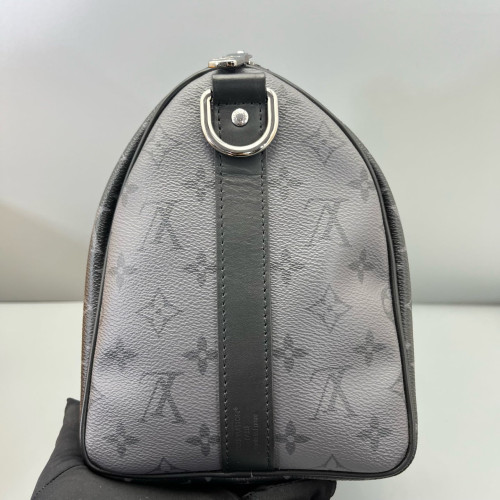Louis Vuitton Keepall Bandouliere 35 Monogram Eclipse Black Grey Louis Vuitton Keepall Bandouliere 35 Monogram Eclipse Black Grey