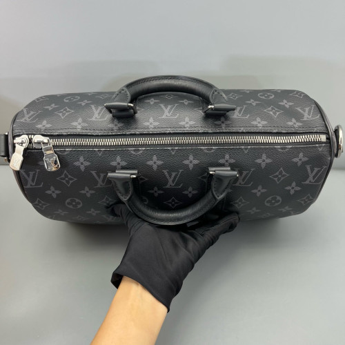 Louis Vuitton Keepall Bandouliere 35 Monogram Eclipse Black Grey Louis Vuitton Keepall Bandouliere 35 Monogram Eclipse Black Grey