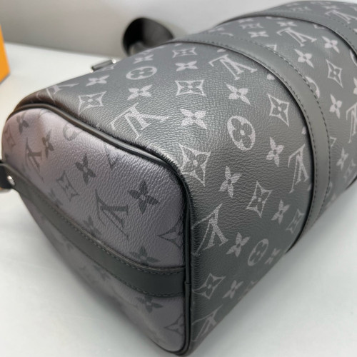 Louis Vuitton Keepall Bandouliere 35 Monogram Eclipse Black Grey Louis Vuitton Keepall Bandouliere 35 Monogram Eclipse Black Grey