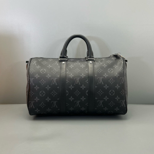 Louis Vuitton Keepall Bandouliere 35 Monogram Eclipse Black Grey Louis Vuitton Keepall Bandouliere 35 Monogram Eclipse Black Grey
