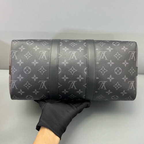 Louis Vuitton Keepall Bandouliere 35 Monogram Eclipse Black Grey Louis Vuitton Keepall Bandouliere 35 Monogram Eclipse Black Grey