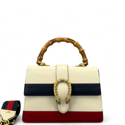 Gucci Web Medium Dioysus Bamboo Top Handle Bag Calfskin Red White Black Gucci Web Medium Dioysus Bamboo Top Handle Bag Calfskin Red White Black