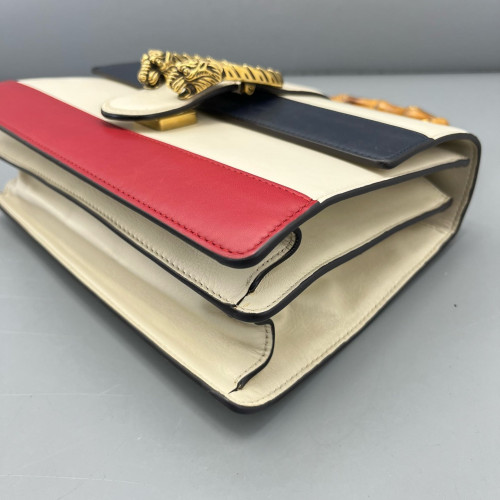 Gucci Web Medium Dioysus Bamboo Top Handle Bag Calfskin Red White Black Gucci Web Medium Dioysus Bamboo Top Handle Bag Calfskin Red White Black