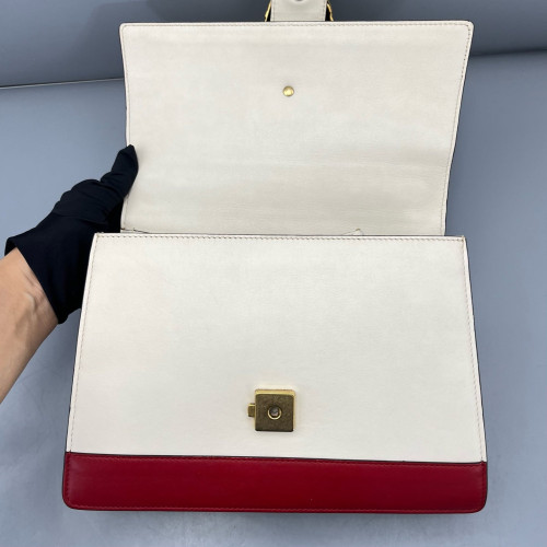 Gucci Web Medium Dioysus Bamboo Top Handle Bag Calfskin Red White Black Gucci Web Medium Dioysus Bamboo Top Handle Bag Calfskin Red White Black