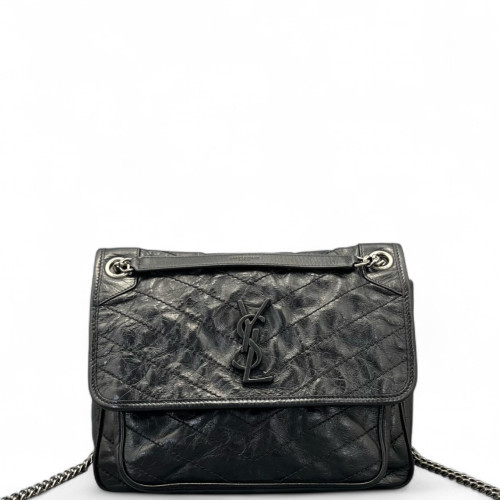 Yves Saint Laurent Medium Niki Messenger Pull Up Leather Black