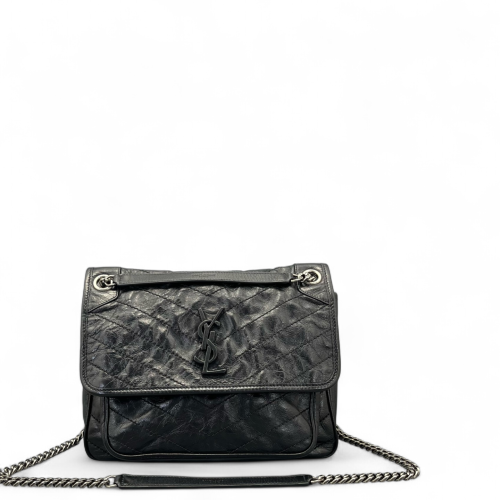 Yves Saint Laurent Medium Niki Messenger Pull Up Leather Black