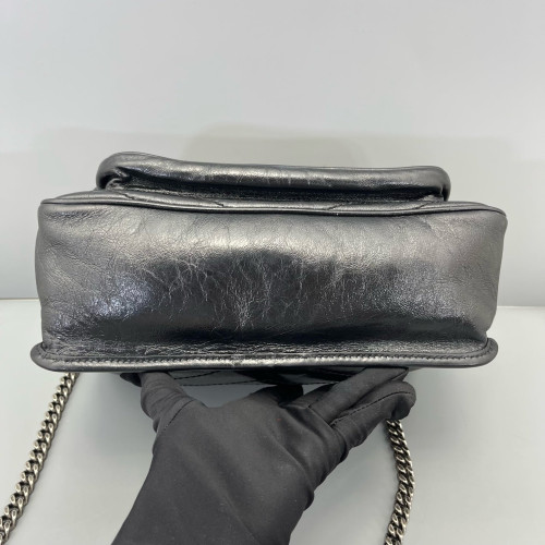 Yves Saint Laurent Medium Niki Messenger Pull Up Leather Black