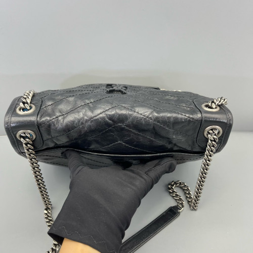 Yves Saint Laurent Medium Niki Messenger Pull Up Leather Black