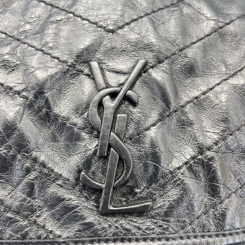 Yves Saint Laurent Medium Niki Messenger Pull Up Leather Black