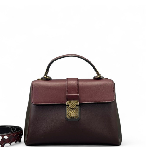 Bottega Veneta Small Piazza Bag Calfskin Burgundy Dark Grey