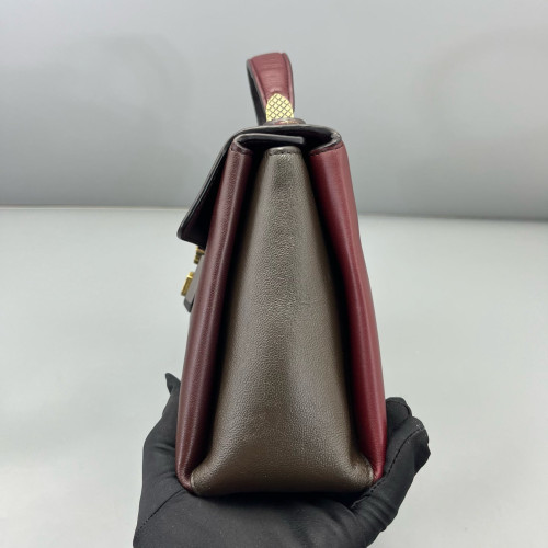 Bottega Veneta Small Piazza Bag Calfskin Burgundy Dark Grey