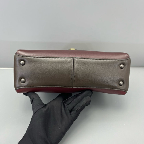 Bottega Veneta Small Piazza Bag Calfskin Burgundy Dark Grey