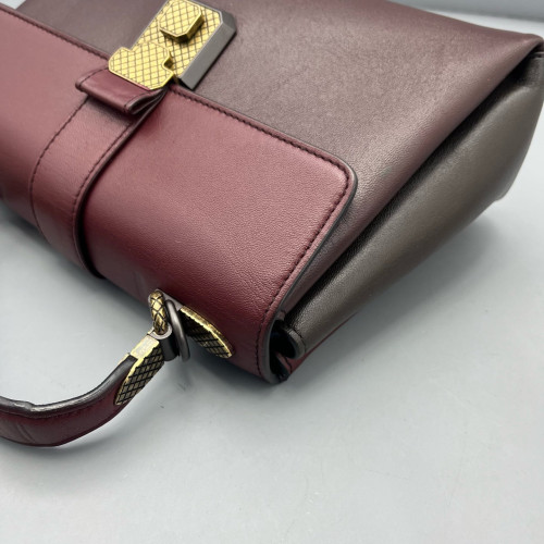 Bottega Veneta Small Piazza Bag Calfskin Burgundy Dark Grey