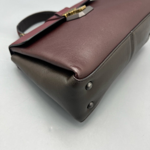 Bottega Veneta Small Piazza Bag Calfskin Burgundy Dark Grey