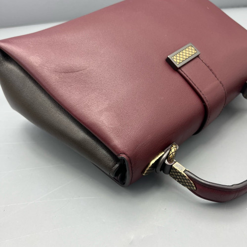 Bottega Veneta Small Piazza Bag Calfskin Burgundy Dark Grey