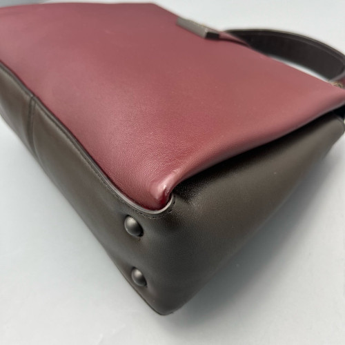 Bottega Veneta Small Piazza Bag Calfskin Burgundy Dark Grey