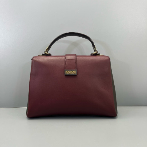 Bottega Veneta Small Piazza Bag Calfskin Burgundy Dark Grey