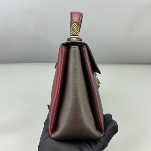 Bottega Veneta Small Piazza Bag Calfskin Burgundy Dark Grey