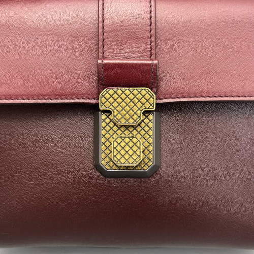Bottega Veneta Small Piazza Bag Calfskin Burgundy Dark Grey