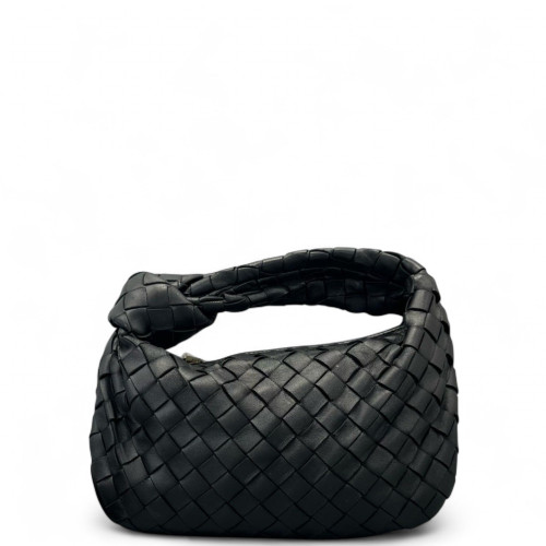 Bottega Veneta Mini Bv Twist Calfskin Intrecciato Black