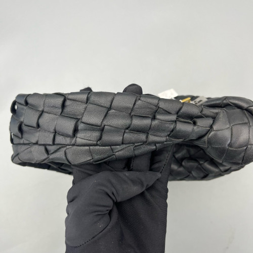 Bottega Veneta Mini Bv Twist Calfskin Intrecciato Black
