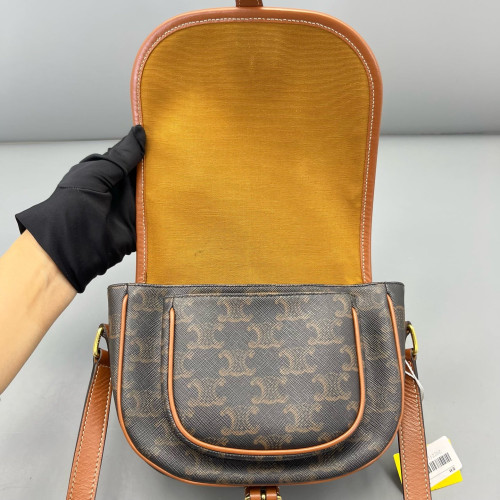 Celine Medium Folco Bag Triomphe Tan Brown