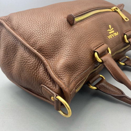 Prada Boston Bag Calfskin Brown