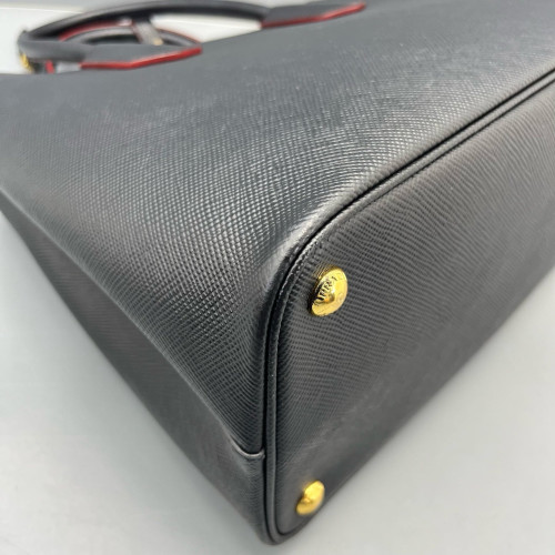 Prada Large Double Bag Saffiano Calfskin Black Red