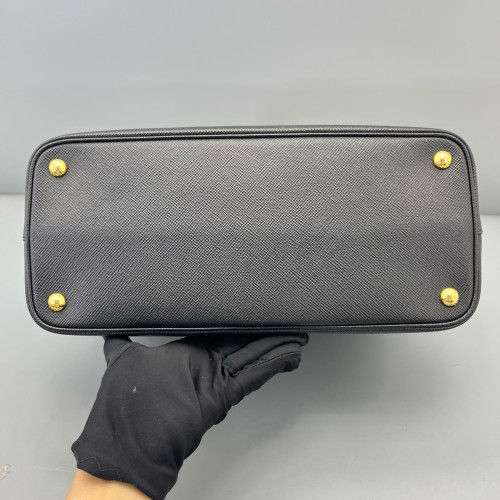 Prada Large Double Bag Saffiano Calfskin Black Red