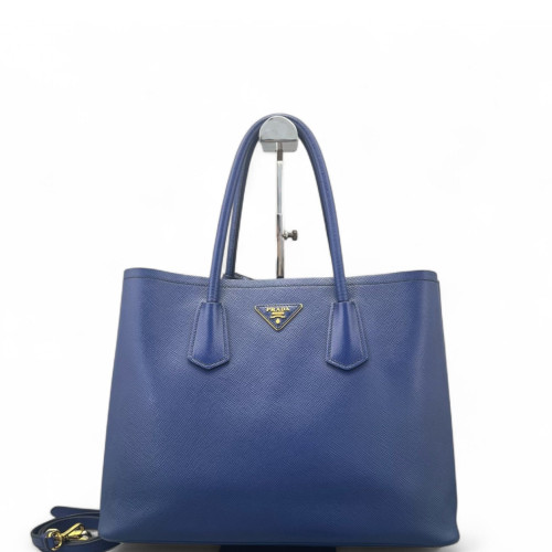 Prada Large Double Bag Saffiano Calfskin Dark Blue
