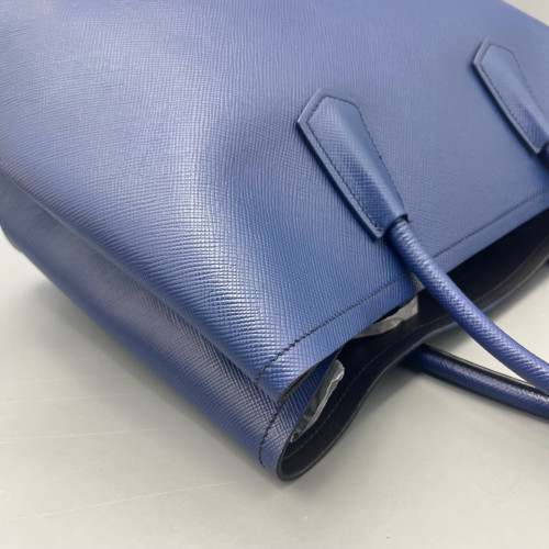 Prada Large Double Bag Saffiano Calfskin Dark Blue