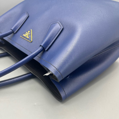 Prada Large Double Bag Saffiano Calfskin Dark Blue
