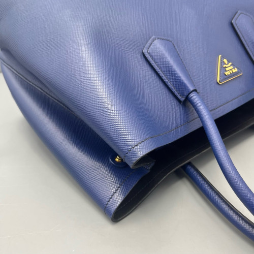 Prada Large Double Bag Saffiano Calfskin Dark Blue