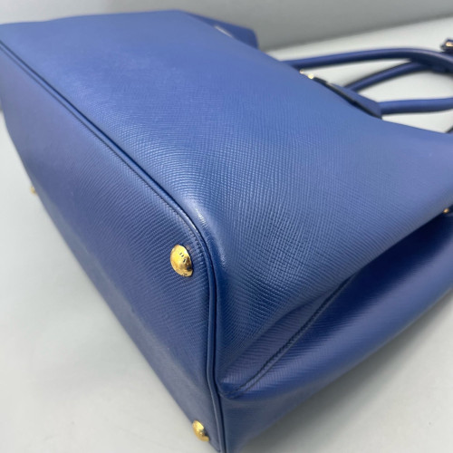 Prada Large Double Bag Saffiano Calfskin Dark Blue