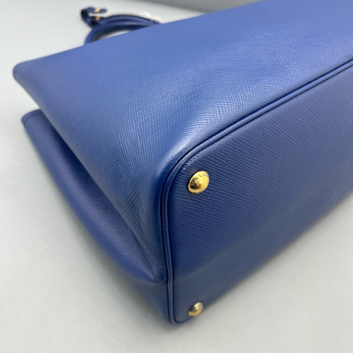 Prada Large Double Bag Saffiano Calfskin Dark Blue