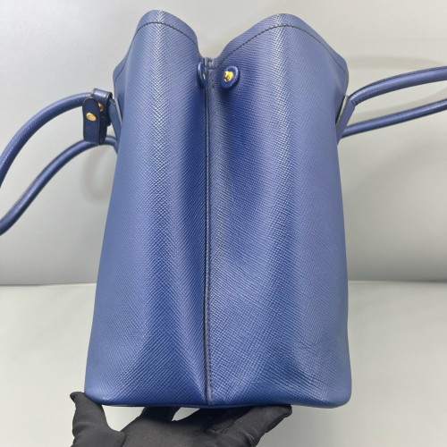 Prada Large Double Bag Saffiano Calfskin Dark Blue